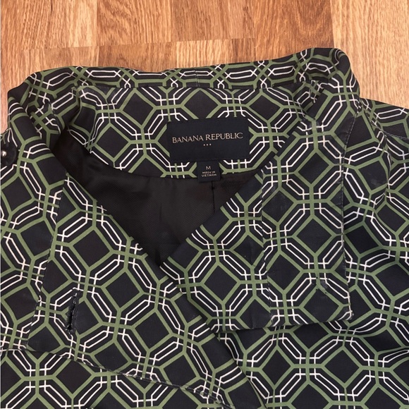 Banana Republic Navy and Green Geometric Trench Coat size medium - Picture 5 of 7